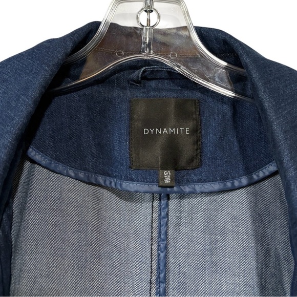 NEW, Dynamite, Long Denim Trench Coat, Size Large, Blue - Picture 3 of 11